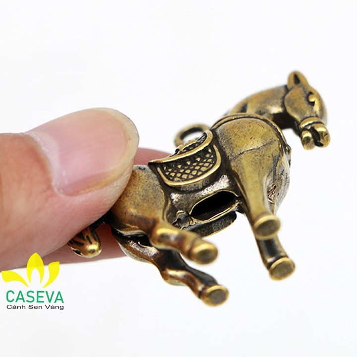 Móc Khóa Đồng Mã Kim Tiền  Tượng Đồng Phong Thủy Kim Loại Đồng Thau CASEVA
