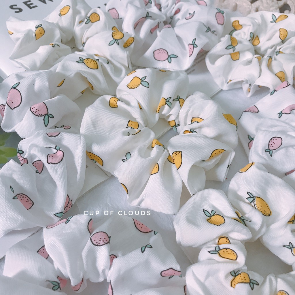 Buộc tóc scrunchies quả chanh
