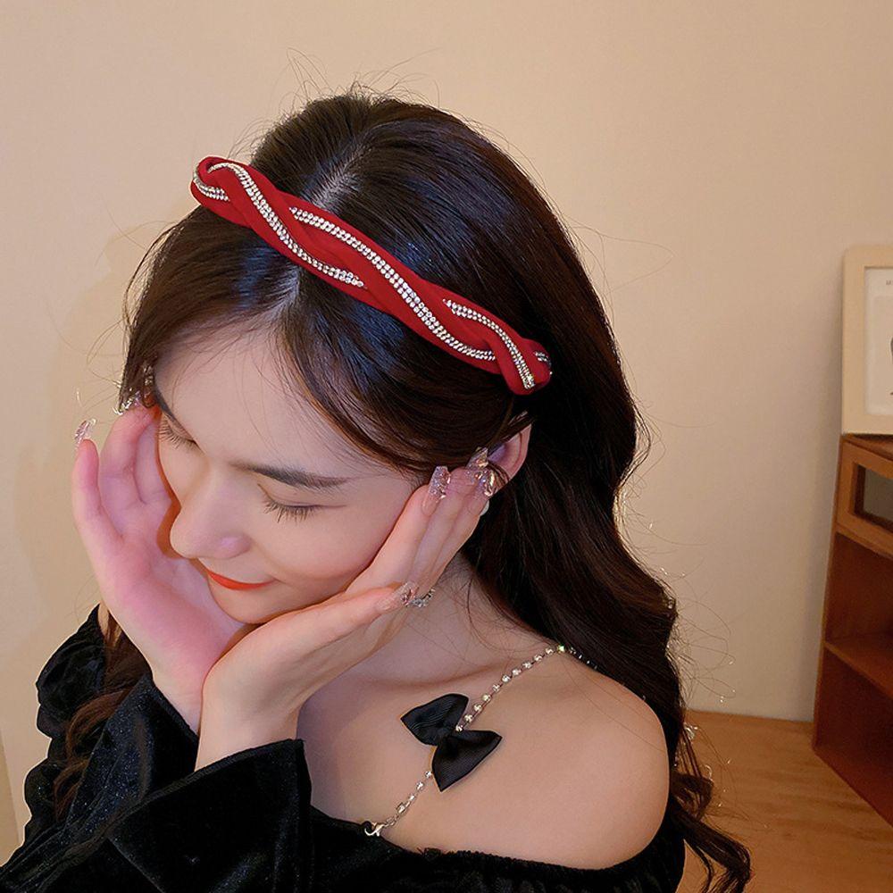 Cài Tóc Nhung Đính Đá Zircon Phong Cách Vintage Dành Cho Nữ|Băng Đô Cài Tóc Cho Nữ