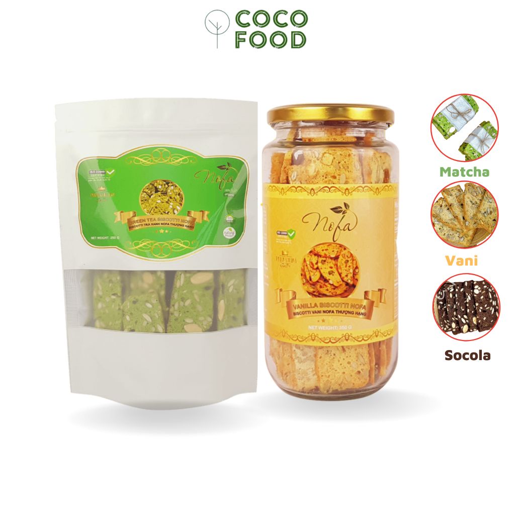 Bánh BISCOTTI Nguyên Cám Không Đường Mix 3 VỊ CoCo Food - Bánh Ngũ Cốc Ăn Kiêng giữ dáng, thơm ngon đặc biệt