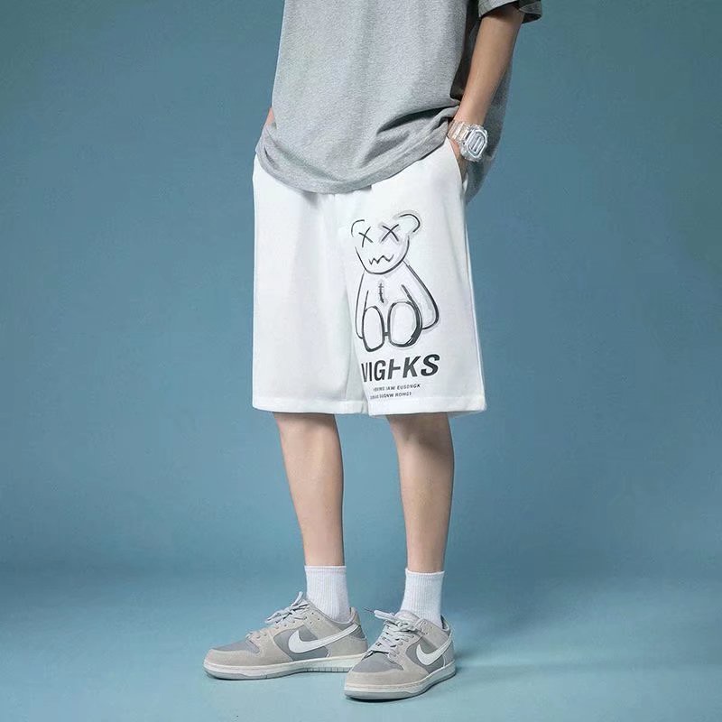 Quần short thể thao dây rút in họa tiết gấu teddy cỡ lớn 3 màu tùy chọn cho nam size M-5XL