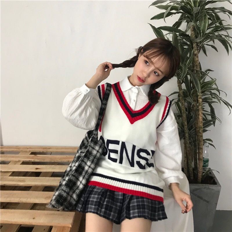 Gile Len Nữ Ulzzang Thời Trang, Áo Gile Len Chữ Sense Kiểu Hàn Dáng Vừa Khoác Len Dày Tabao | BigBuy360 - bigbuy360.vn