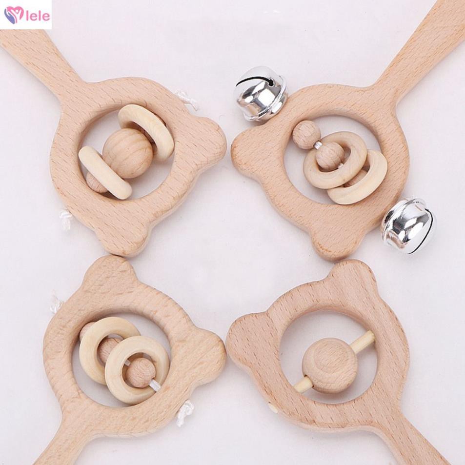 Lục Lạc Gỗ an toàn Hình GẤU Đáng Yêu