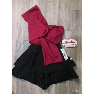 áo lệch vai nơ nhún lưng
