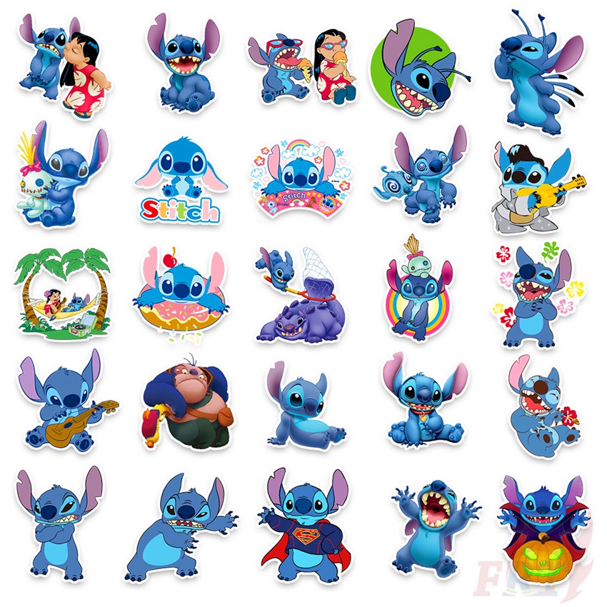DISNEY Bộ 104 miếng dán hoạt hình Lilo &amp; Stitch trang trí laptop ván trượt vali DIY