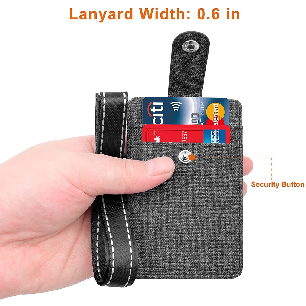 Ví Da PU Đựng Thẻ ID + 3 Ngăn Đựng Thẻ + Dây Đeo Cổ Tiện Dụng Cuộn Dây Huy Hiệu Có Thể Thu Vào