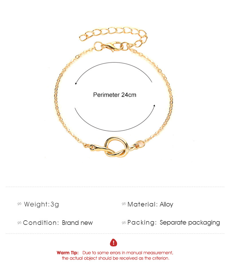 Lắc Chân Kim Loại Thiết Kế Thắt Nút Đơn Giản Xinh Xắn Hợp Thời Trang