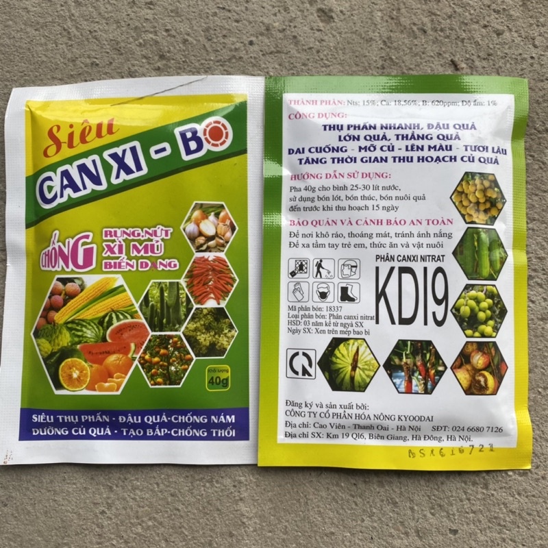 VTNN NHẤT VIỆT Phân bón trung lượng Siêu Canxi Bo 40gr Chống nứt trái, xì mủ biến dạng trái