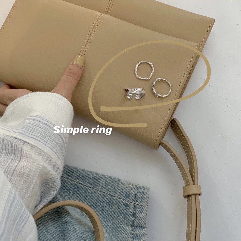 Bộ ba nhẫn hở bằng kim loại thời trang Hàn Quốc có thể điều chỉnh