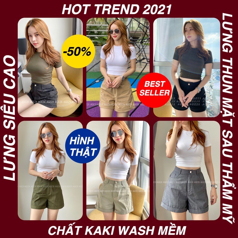 (CHÍNH HÃNG) Quần Short Nữ Lưng Siêu Cao, Ống rộng, Chất Siêu Đẹp Brand Age2x | BigBuy360 - bigbuy360.vn