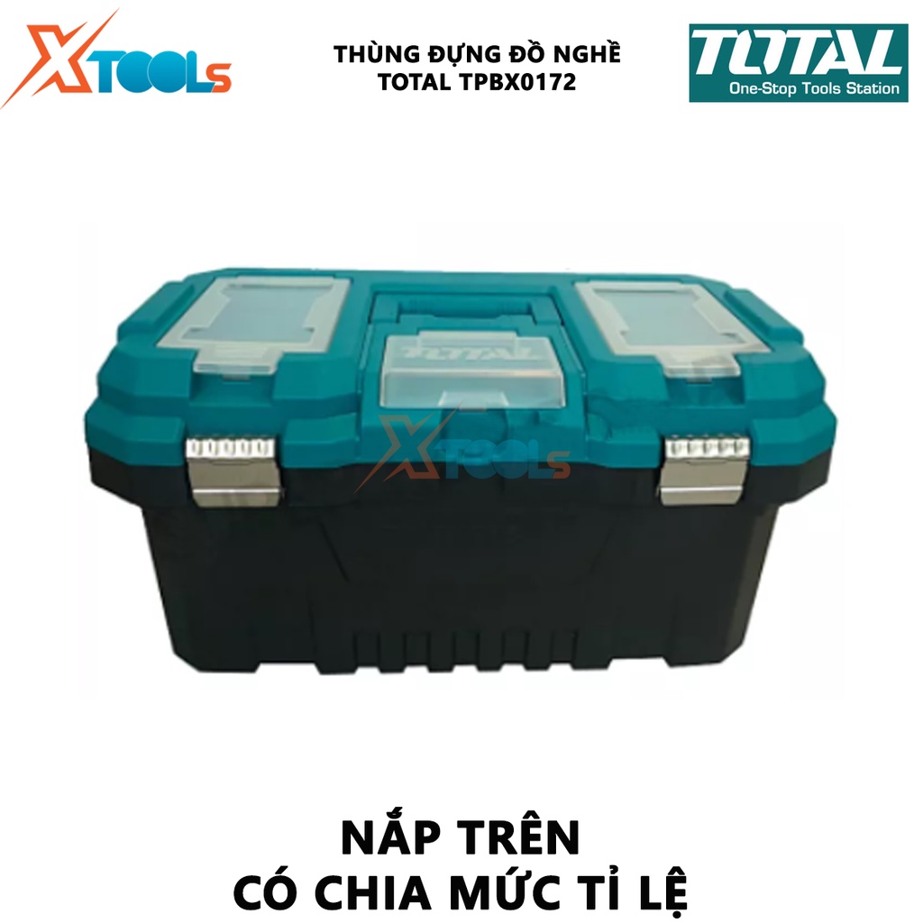 Thùng đựng đồ nghề TOTAL TPBX0172 | thùng đựng đồ nghề khóa nhựa tải trọng 15KG kích thước 436mm(17&quot;)*220mm（8.7&quot;)*205mm(