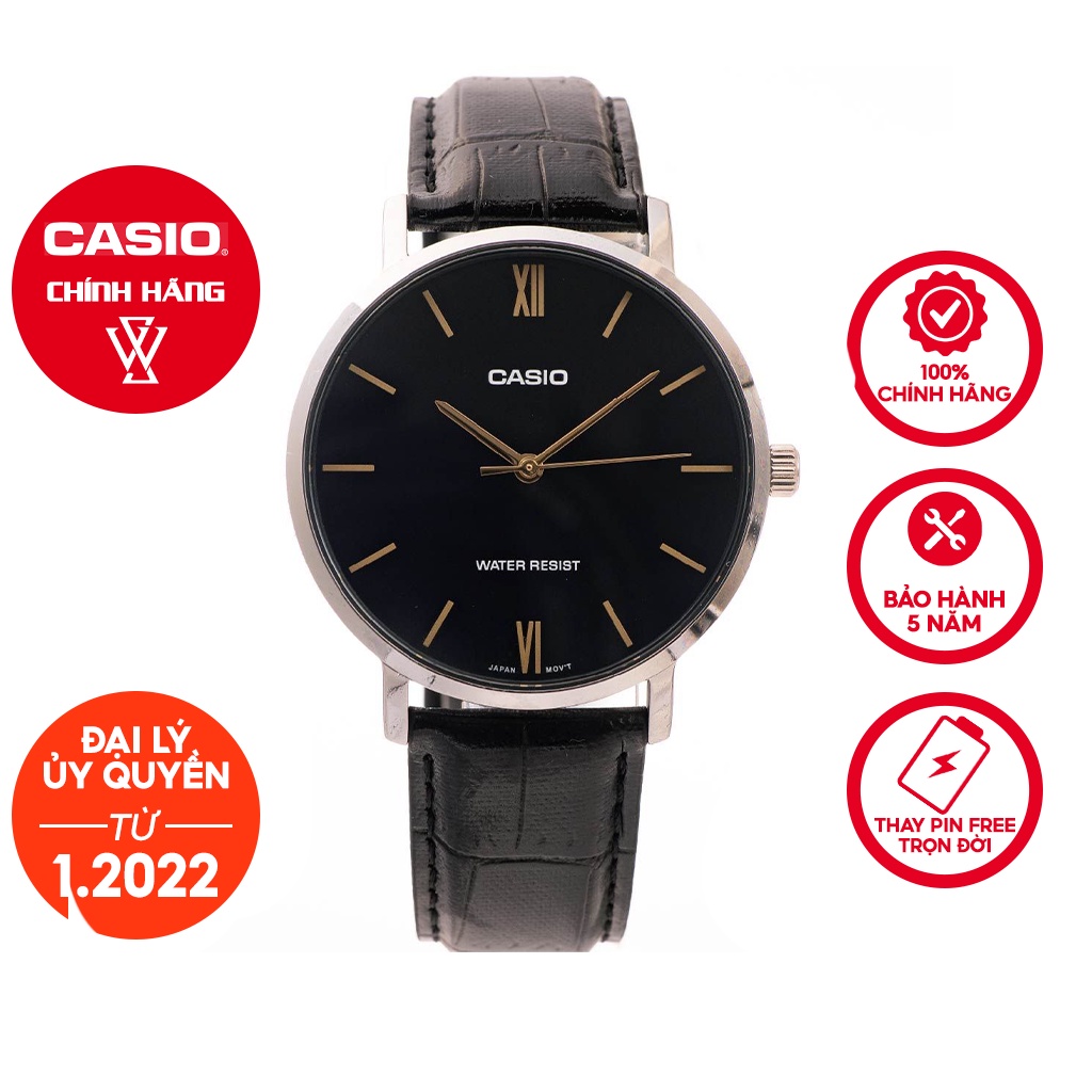 Đồng Hồ Quartz Nam Casio WATCHSTORE MTP-VT01L-1BUDF Thiết Kế Mặt Kính Khoáng 40mm, Dây Da Cao Cấp