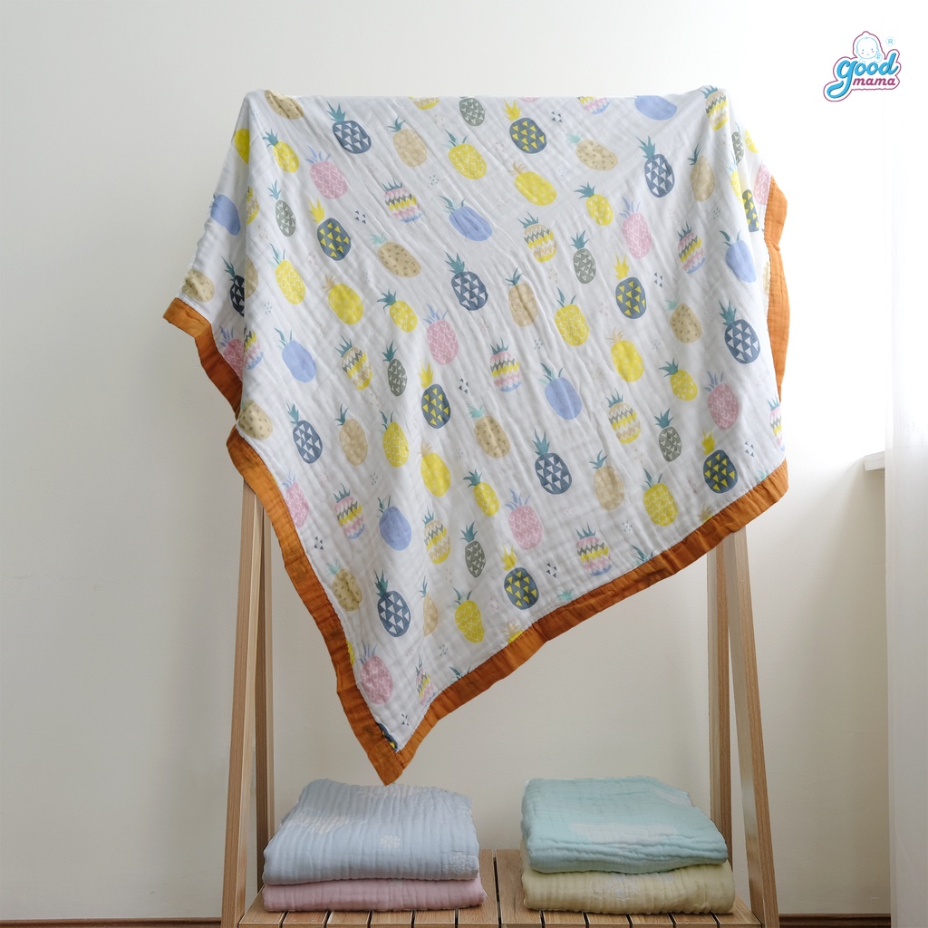 Khăn tắm đa năng cho bé sơ sinh Gooodmama chất liệu xô muslin chải kỹ 110*110cm