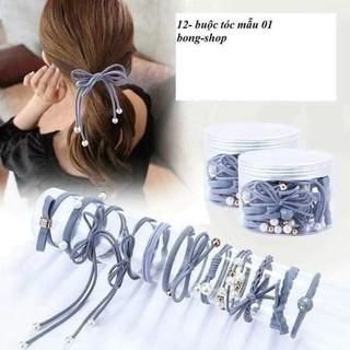 Hộp buộc tóc 12 Sợi / set 12 dây buộc tóc mềm hàn quốc kèm hộp đựng ( loại đẹp)