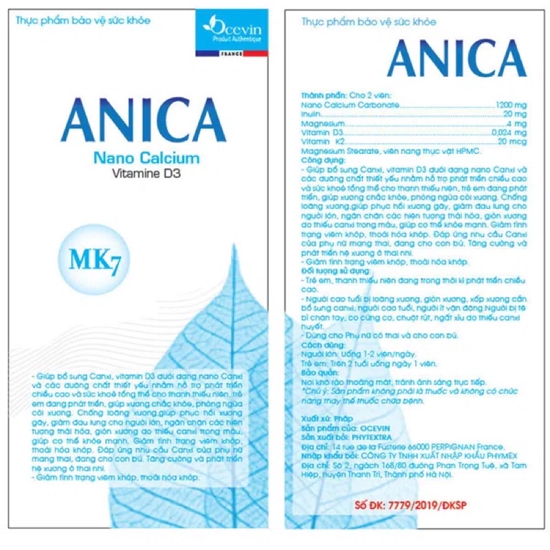 Viên Uống Bổ Sung Canxi Anica Phytextra 60 Viên