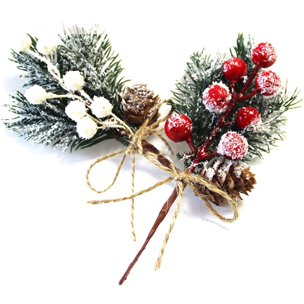 Bộ 5 Quả Thông Đỏ Và Trái Cây Nhân Tạo Trang Trí Giáng Sinh DIY