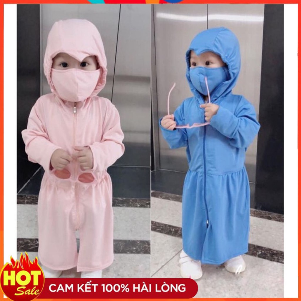 FREESHIP 50K_ Áo chống nắng liền thân cho bé gái chất siêu mát (Form to từ 12-35kg) DR0123 . .