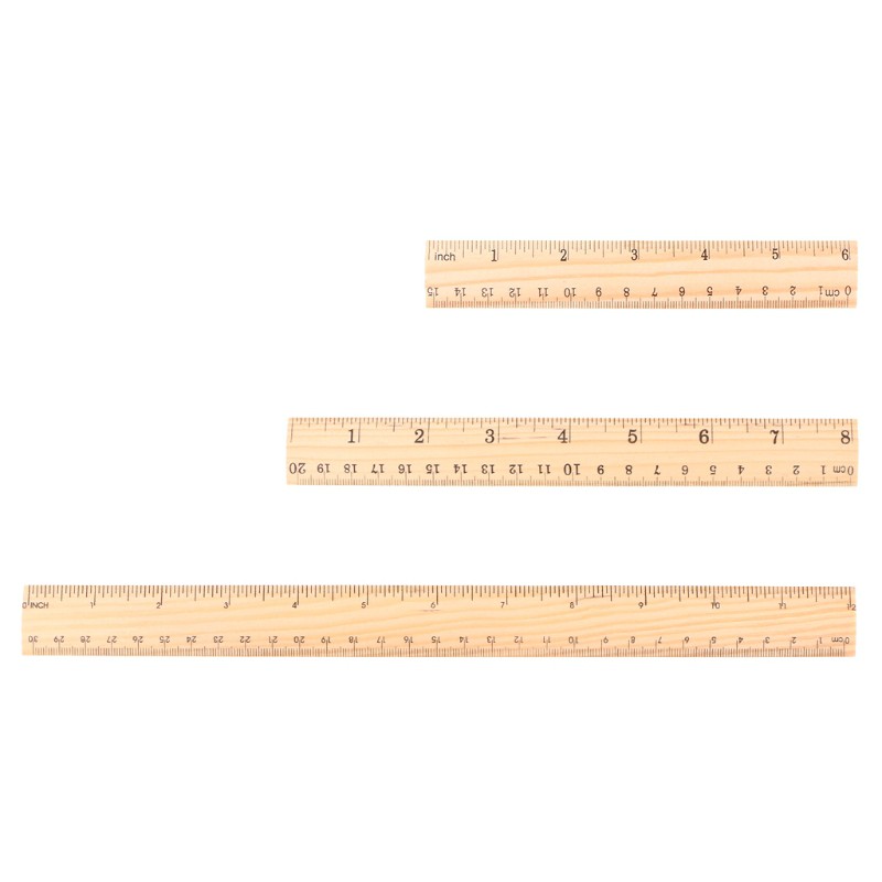 Thước kẻ hai mặt bằng gỗ kích thước 15cm 20cm 30cm