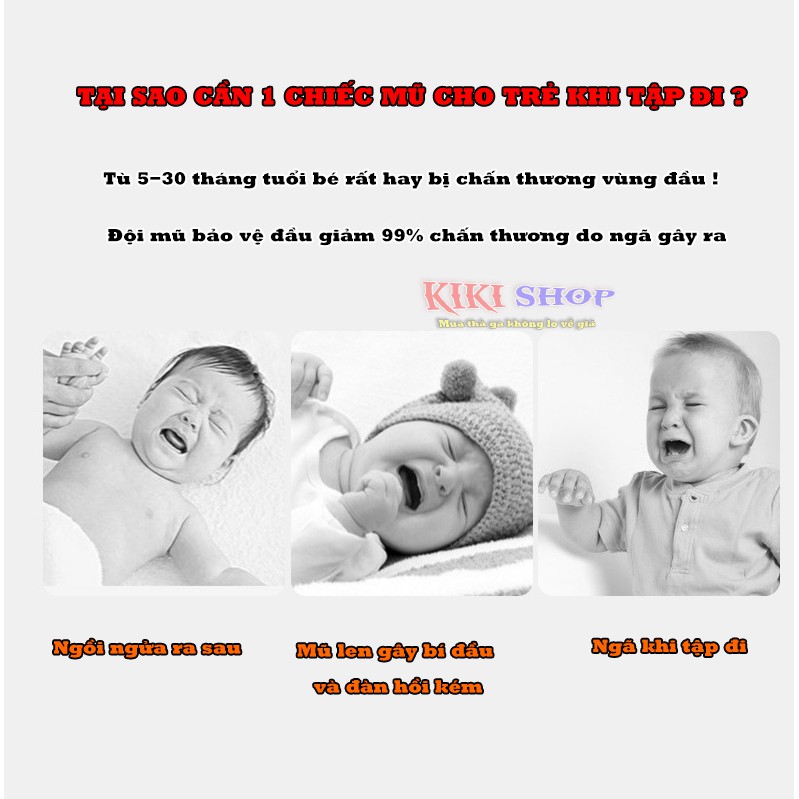Mũ bảo hiểm bảo vệ đầu cho bé 0-36 tháng tuổi,mũ tập đi, bò và tập ngồi, dodoto shop