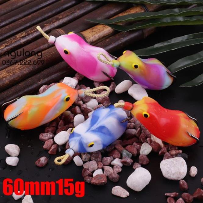 Mồi nhái giả câu lure Shumu siêu nhậy màu sọc dài 6cm nặng 15g