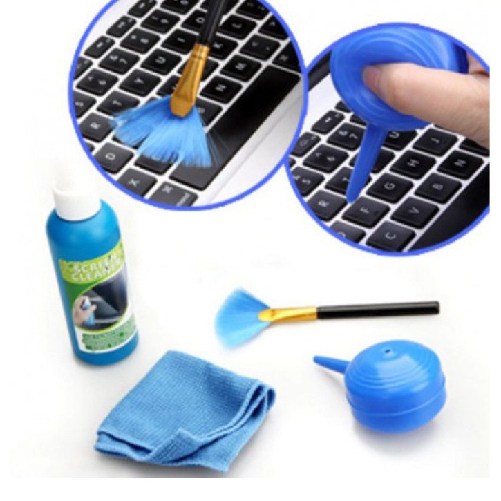 BỘ DỤNG CỤ VỆ SINH LAPTOP 4 MÓN, combo làm sạch bàn phím màn hình máy vi tính tivi, cleaning kit set cleaner keyboard