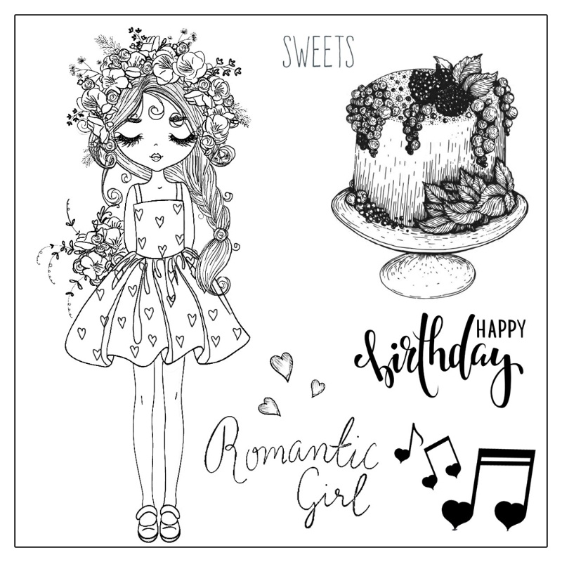 Bộ Con Dấu Silicone Trong Suốt Hình Cô Gái Trang Trí Album Ảnh