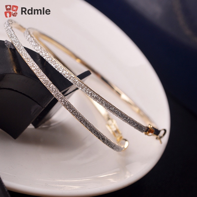 Khuyên Tai Tròn Lủng Lẳng Đính Đá Pha Lê 6CM Cho Nữ