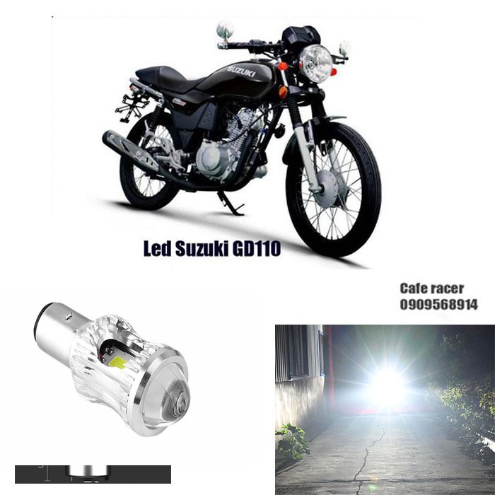 Đèn pha led bi cầu cót pha trắng vàng M6 GD110