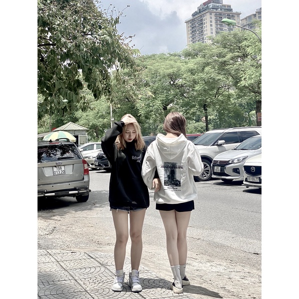 Áo hoodie nỉ bông Monster X Street Human White nam nữ form rộng thu đông Local Brand