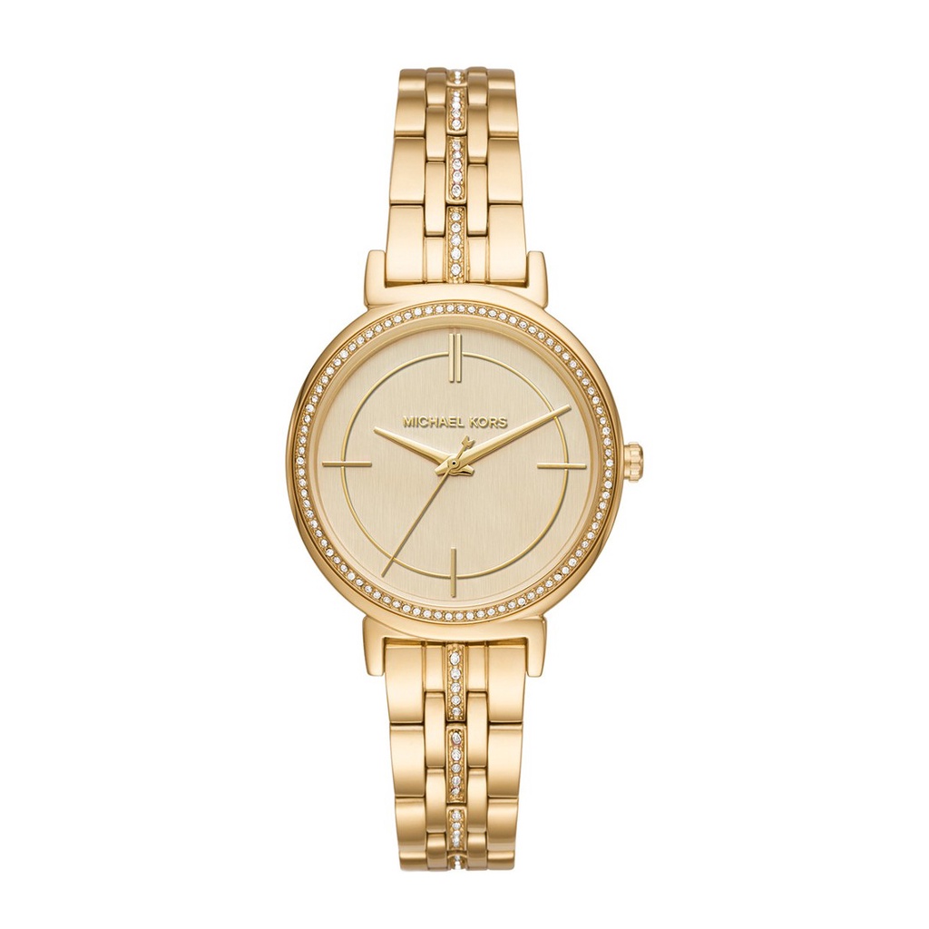 Đồng hồ nữ cao cấp đồng hồ nữ Michael Kors Cinthia Gold-Tone Watch MK3681-máy pin-Dây thép không gỉ-size