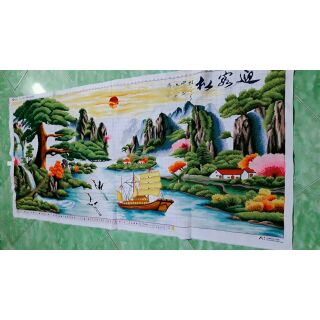 Tranh thêu chữ thập thành phẩm thuận buồm xuôi gió 1m89x90