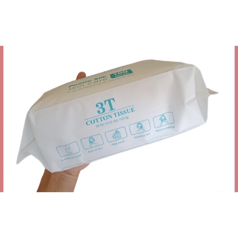 Combo 500 chiếc khăn khô 3T lau mặt chất Cotton cho Mẹ và bé thay bông tẩy trang