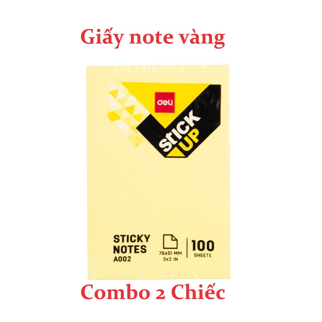 Giấy nhắn Deli, 76×51mm, 3''×2'' 100 tờ, Vàng - 2 tệp - EA00253