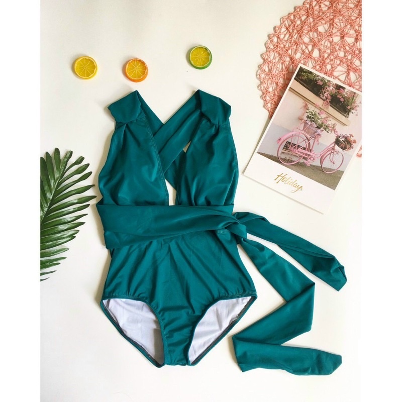 Bikini áo tắm 1mảnh liền thân nơ dài ( Hàng có sẵn )