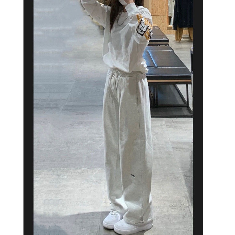 ☃☼Quần Thể Thao Rút Dây Ống Rộng Phong Cách Thu Đông Hàng Mới Dành Cho Nữ