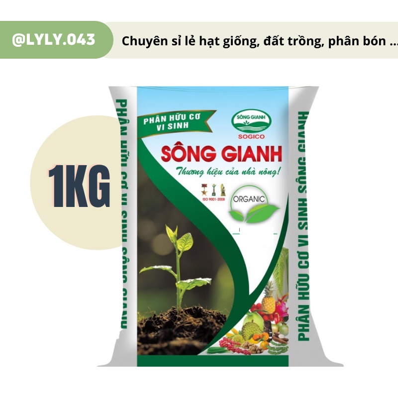 1KG phân bón hữu cơ vi sinh SÔNG GIANH , phân bón cây trồng hữu cơ tốt cho cây