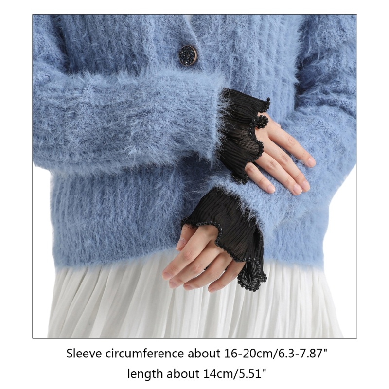 Ống Tay Áo Giả Xếp Ly Trang Trí Cổ Tay Áo Giả