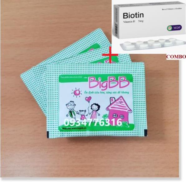 Combo Biotin 5mg+ ✅ BigBB Xanh dạng cốm, vị socola