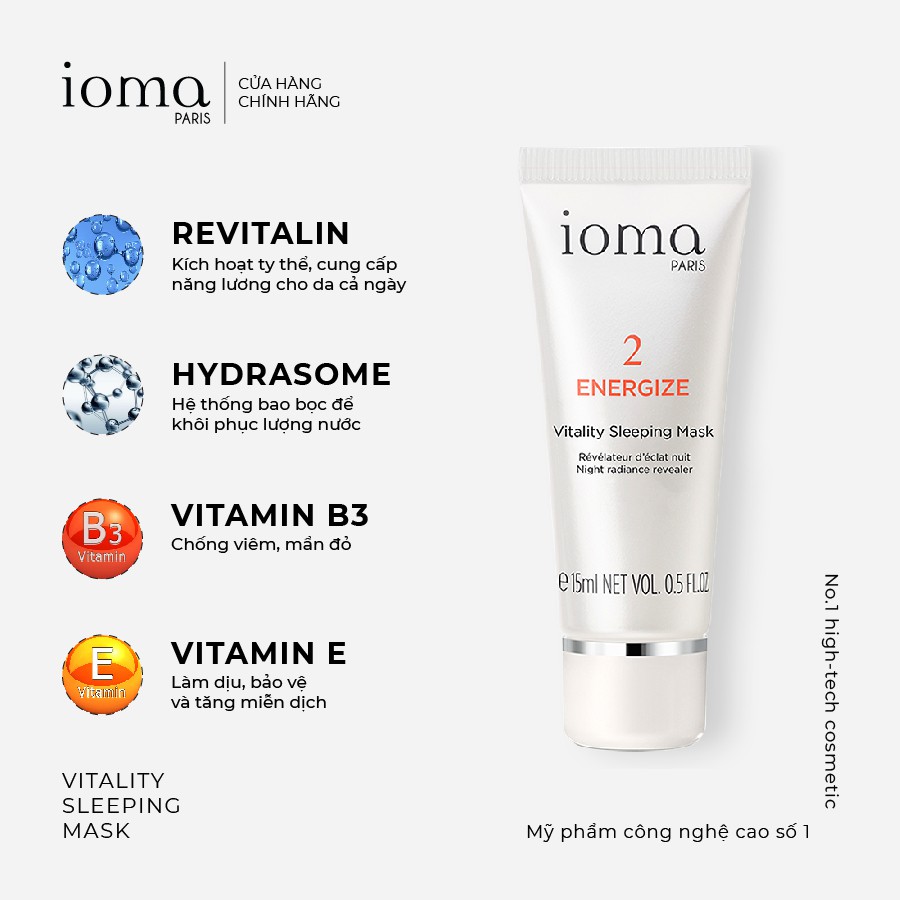 Mặt nạ ngủ tái tạo làn da Ioma Paris Vitality Sleeping Mask 15 gr