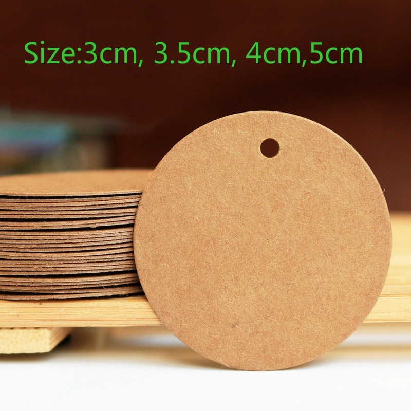 Set 100 thẻ nhãn ghi tên/ lời nhắn hình tròn bằng giấy thủ công chưa ghi DIY