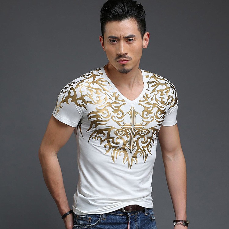 Áo T-shirt nam, cộc tay, kiểu dáng thời trang, phong cách Hàn Quốc, phù hợp cho mùa hè,ôm dáng hàng xịn