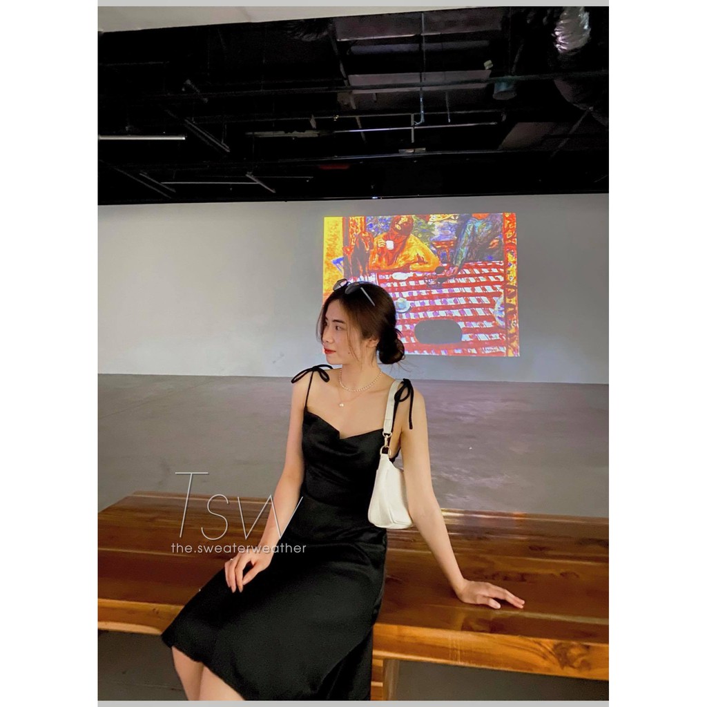 Váy 2 dây lụa cổ đổ chất dày (Ảnh thật) | BigBuy360 - bigbuy360.vn