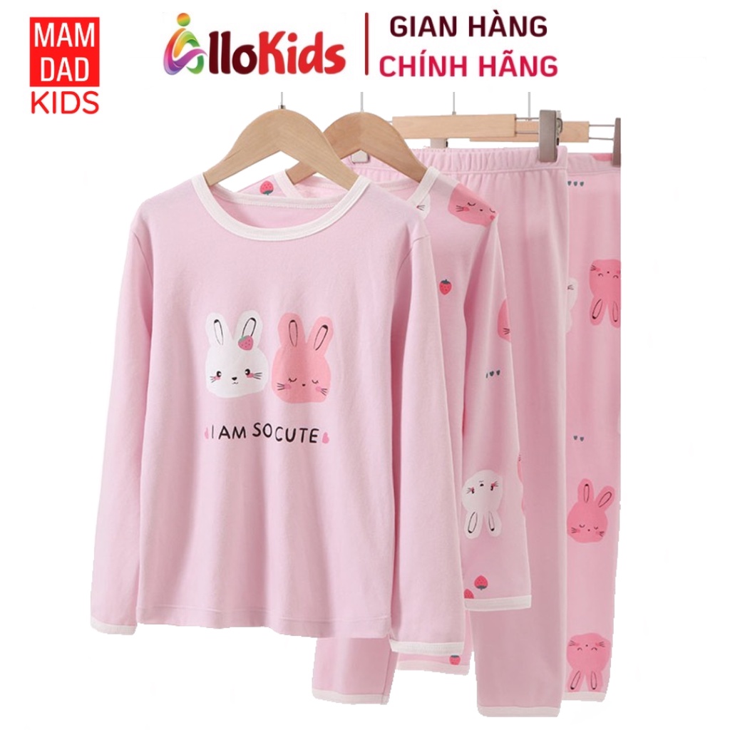 14-50kg Bộ Cotton Dài tay Thu Đông Hãng MamDadKids cho Bé Gái mẫu thỏ tím mới