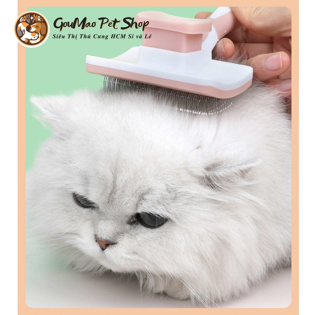 [Ảnh thật] LƯỢC PET COM , LƯỢC CHẢI LÔNG CÓ NÚT BẤM CAO CẤP DÀNH CHO CHÓ MÈO - GOUMAO PET