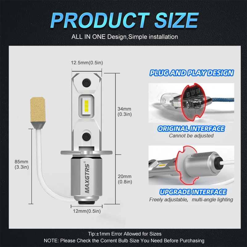 Bộ 2 Bóng Đèn led H3 80w DC 12V-24V 6500K/3000K Ánh Sáng Trắng Cho Ô Tô