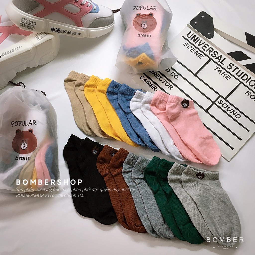 [Video + ảnh thật] Combo 10 đôi vớ (tất) hình Gấu BROWN siêu cute đủ màu dễ phối
