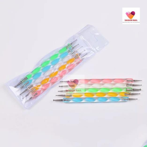 Bút chấm bi 2 đầu ngũ sắc - bộ 5 cây