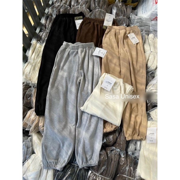 Quần nhung tăm unisex nhiều màu lưng thun chất đẹp