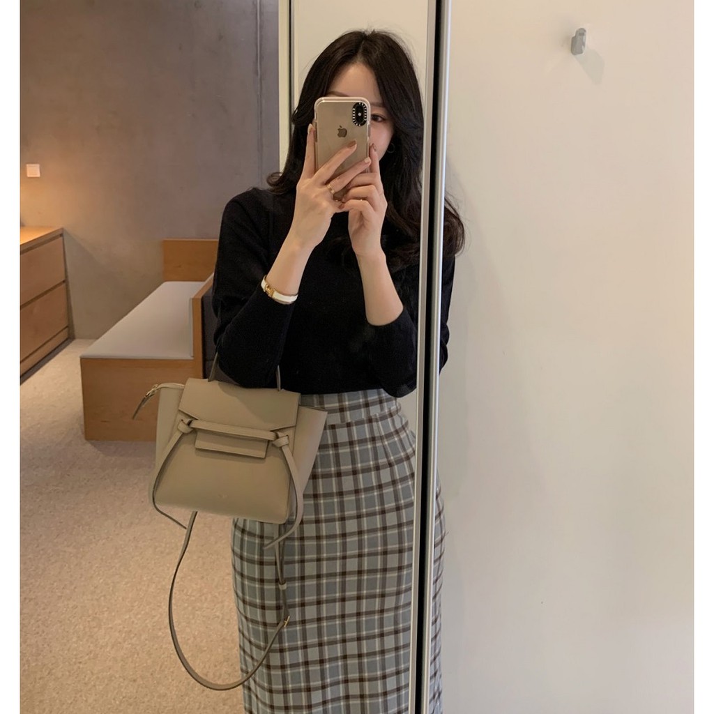 Chân váy sọc caro dài đẹp thanh lịch (CAO CẤP only KR)  KRFASHION chân váy công sở kẻ sọc dài caro Hàn Quốc đẹp SK102 | BigBuy360 - bigbuy360.vn