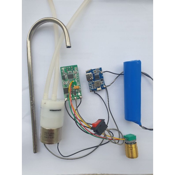 Combo mạch rót rượu tự động 5VDC ( cảm biến rửa tay, pin sạc, bơm, vòi inox cong) dùng nguồn sạc điện thoại cổng TYPE C